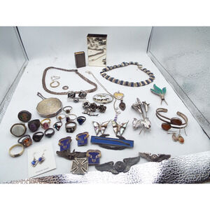 Vintage Modern to Antique Assorted Sterling Silver Jewelry Lot 480g
